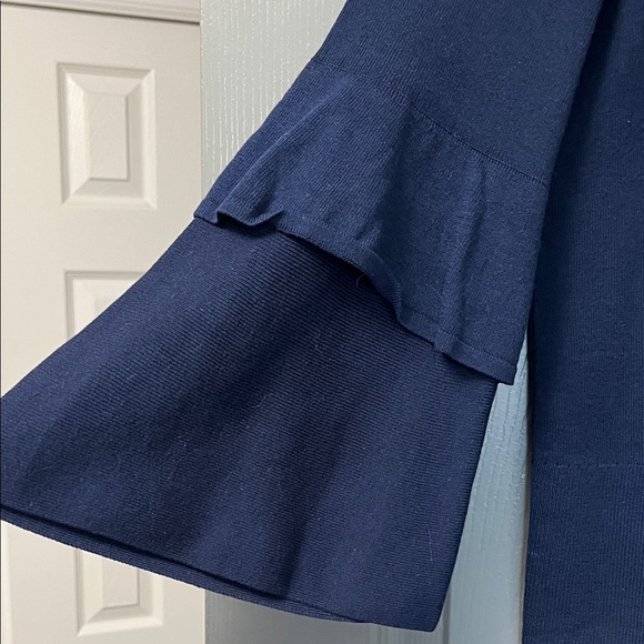 Talbots Navy Ruffle Sleeve Knit Top - Picture 3 of 3